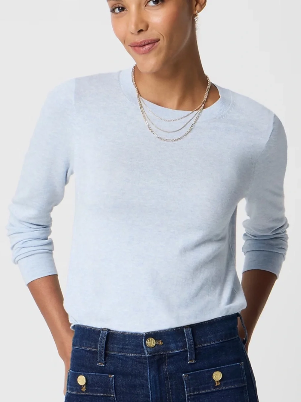 NWT J.Crew Teddie Long-Sleeve Top - Light Blue XS